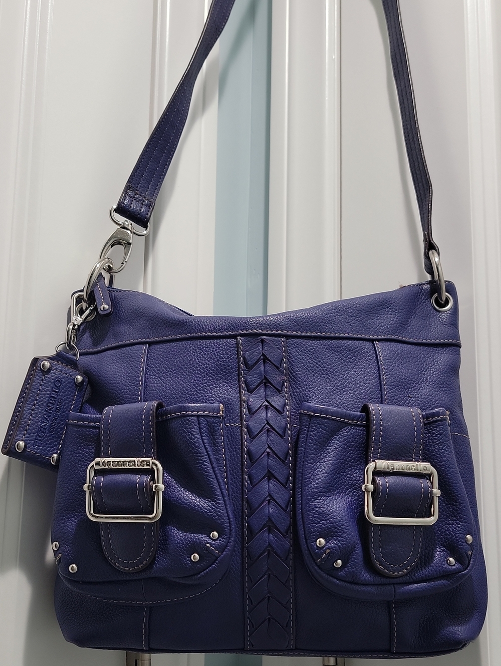 Tignanello Stylish Indigo Blue Crossbody Shoulder Bag